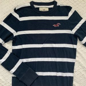Hollister Blue + White Striped Long Sleeve